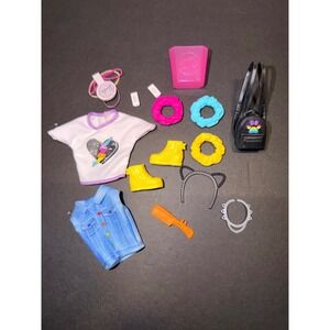 Barbie Extra Doll Clothes Hair Accessories Lot Vest Graphic‎ Tee Yellow Boots